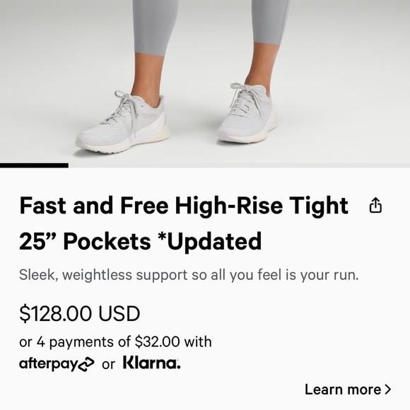 NWT Lululemon Fast & Free High Rise 25” Legging; Black/Grey Camo, size 20 - Picture 5 of 5